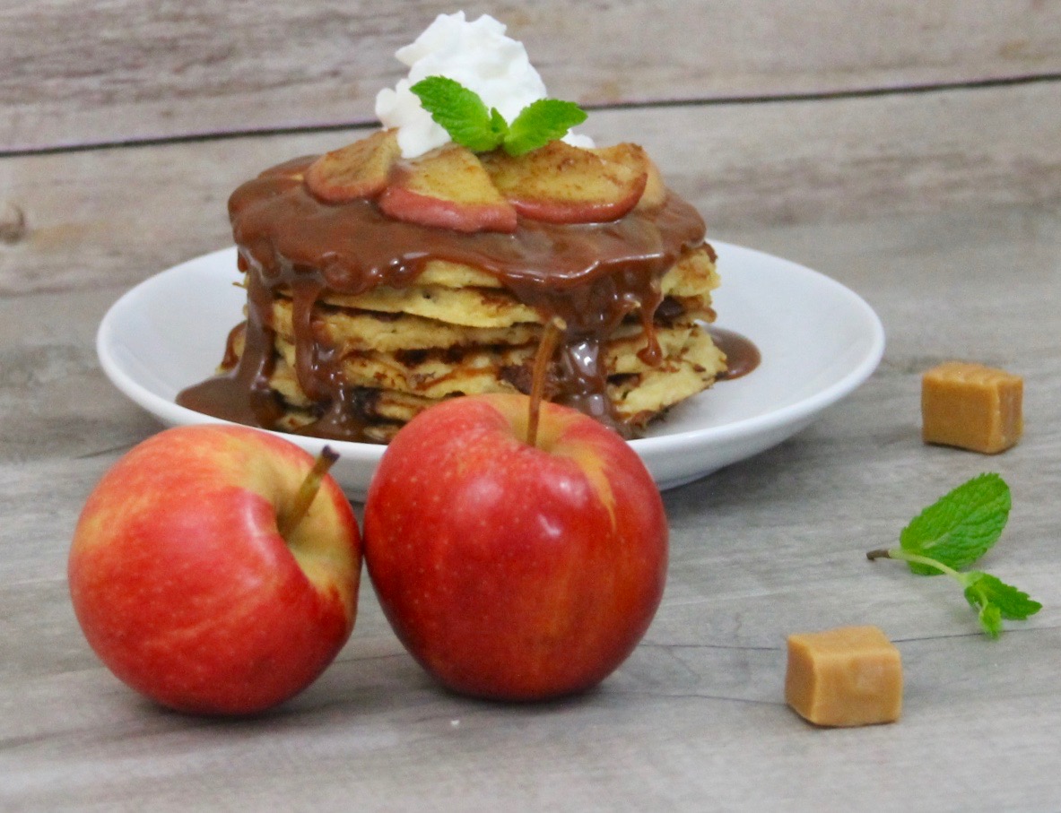 Caramel Apple and Cottage Cheese Pancakes