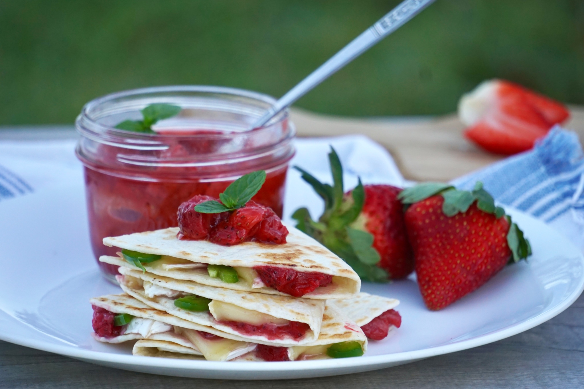 Brie and Strawberry Jalapeno Quesadillas