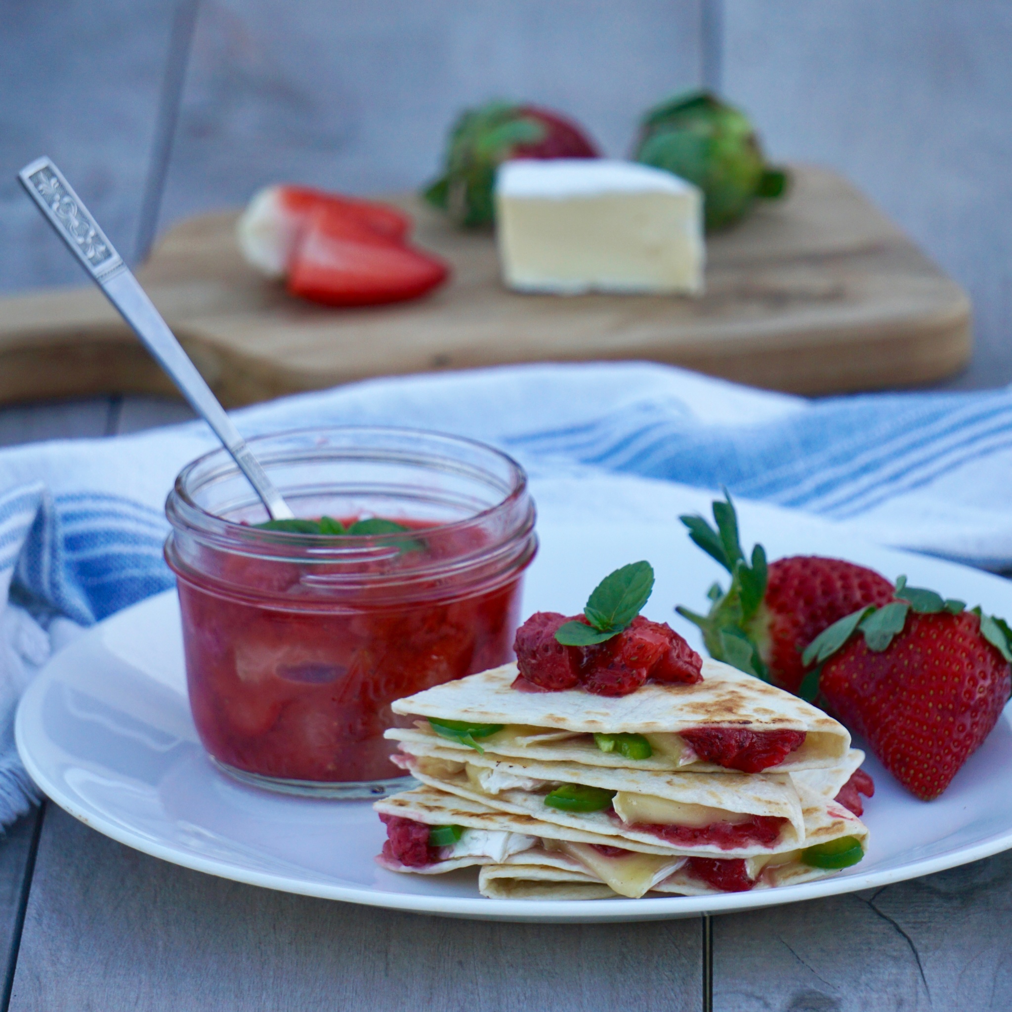 Brie and Strawberry Jalapeno Quesadillas