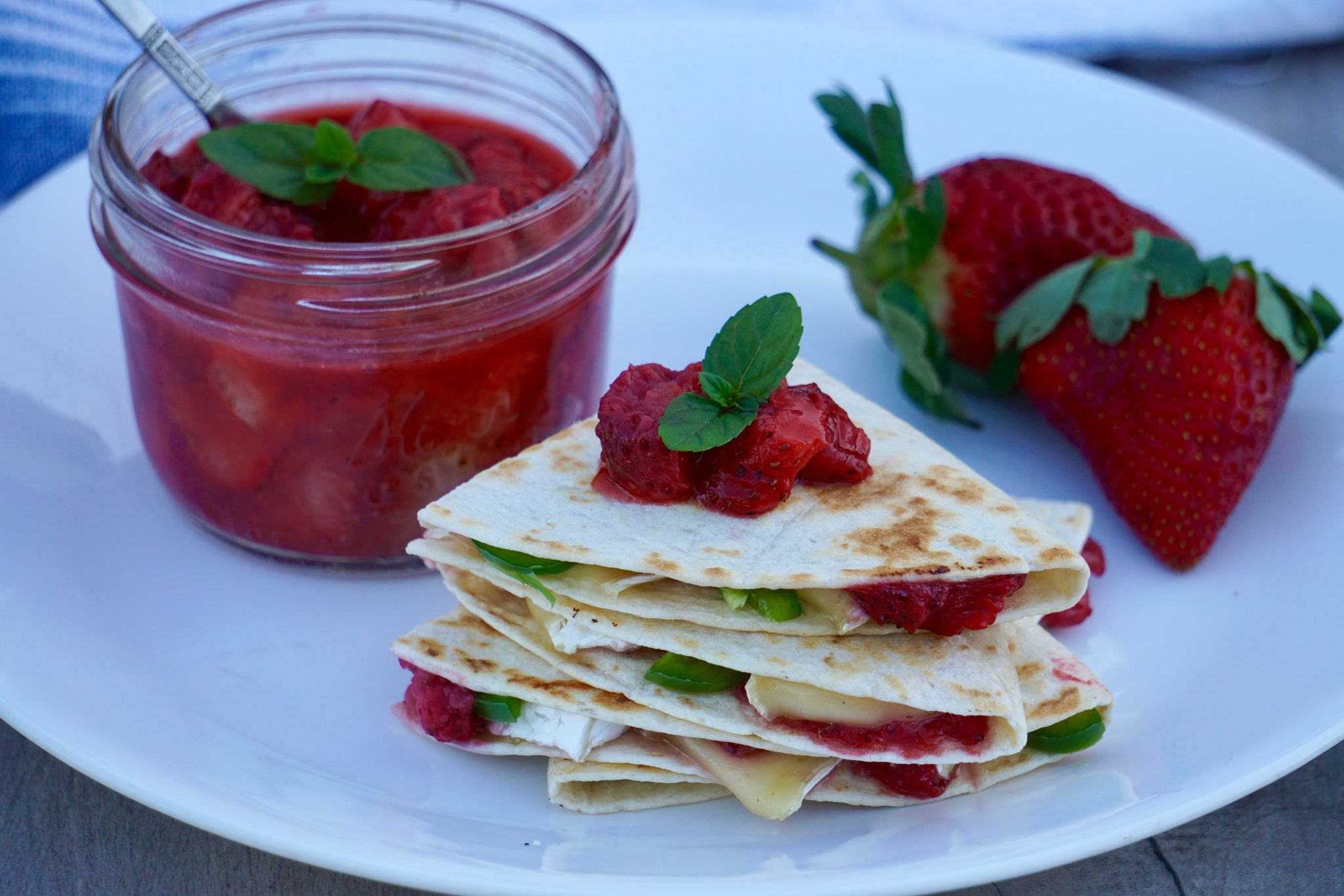 Brie and Strawberry Jalapeno Quesadillas