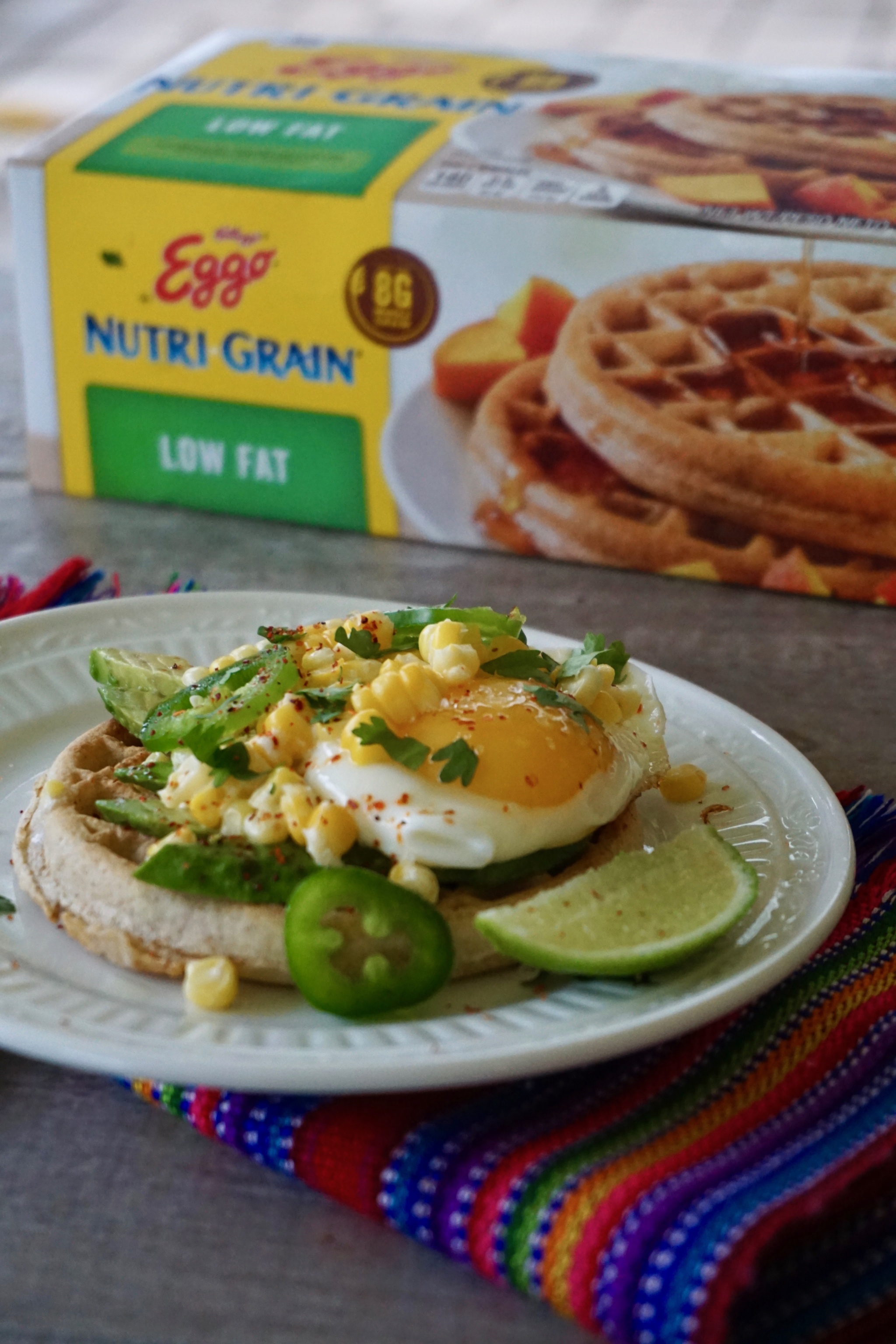 Avocado Toast Waffles with Mexican Corn Esquites