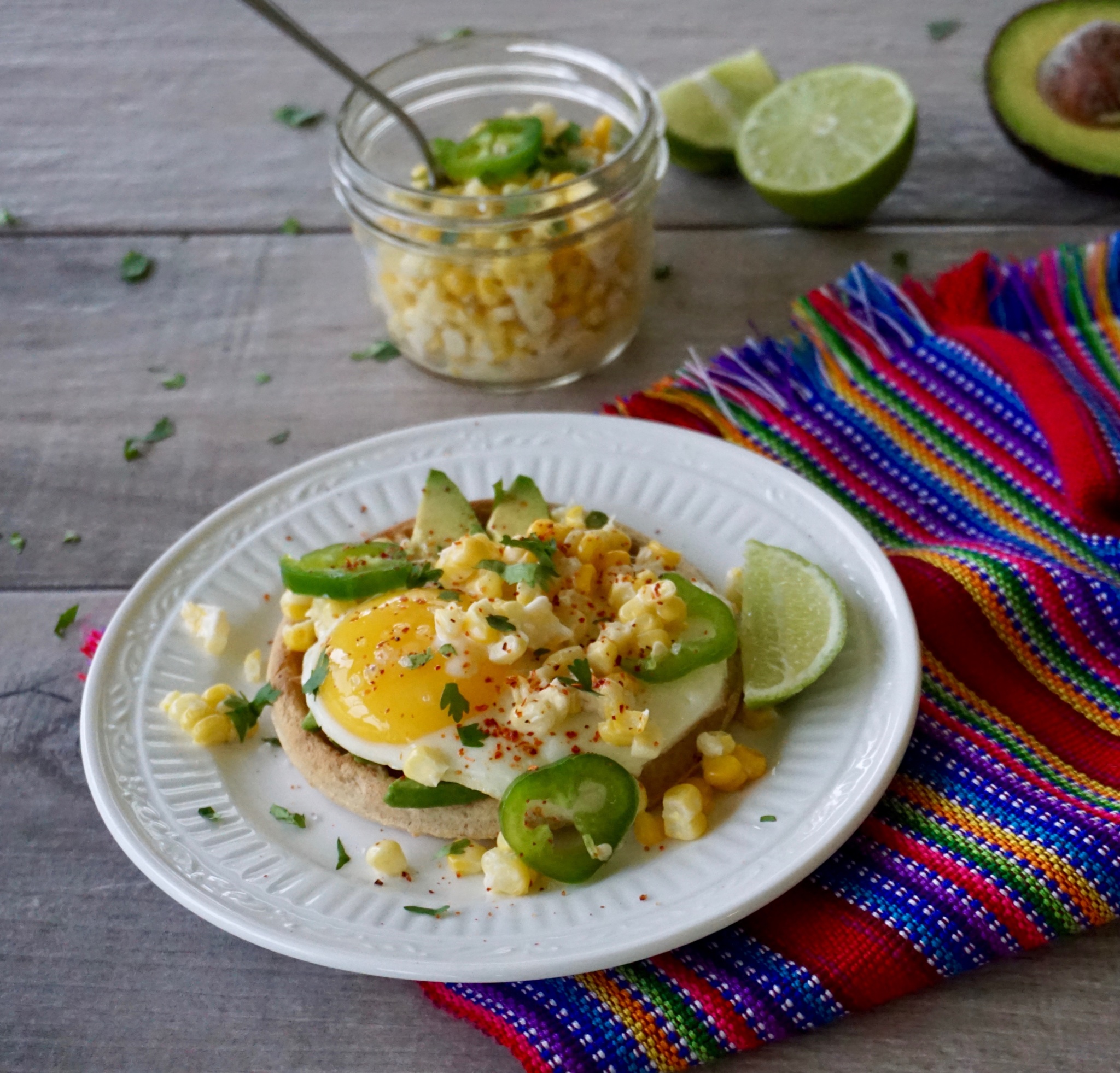 Avocado Toast Waffles with Mexican Corn Esquites