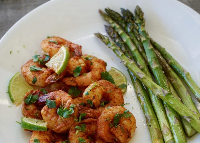 Chipotle Butter Shrimp and Lime Butter Asparagus