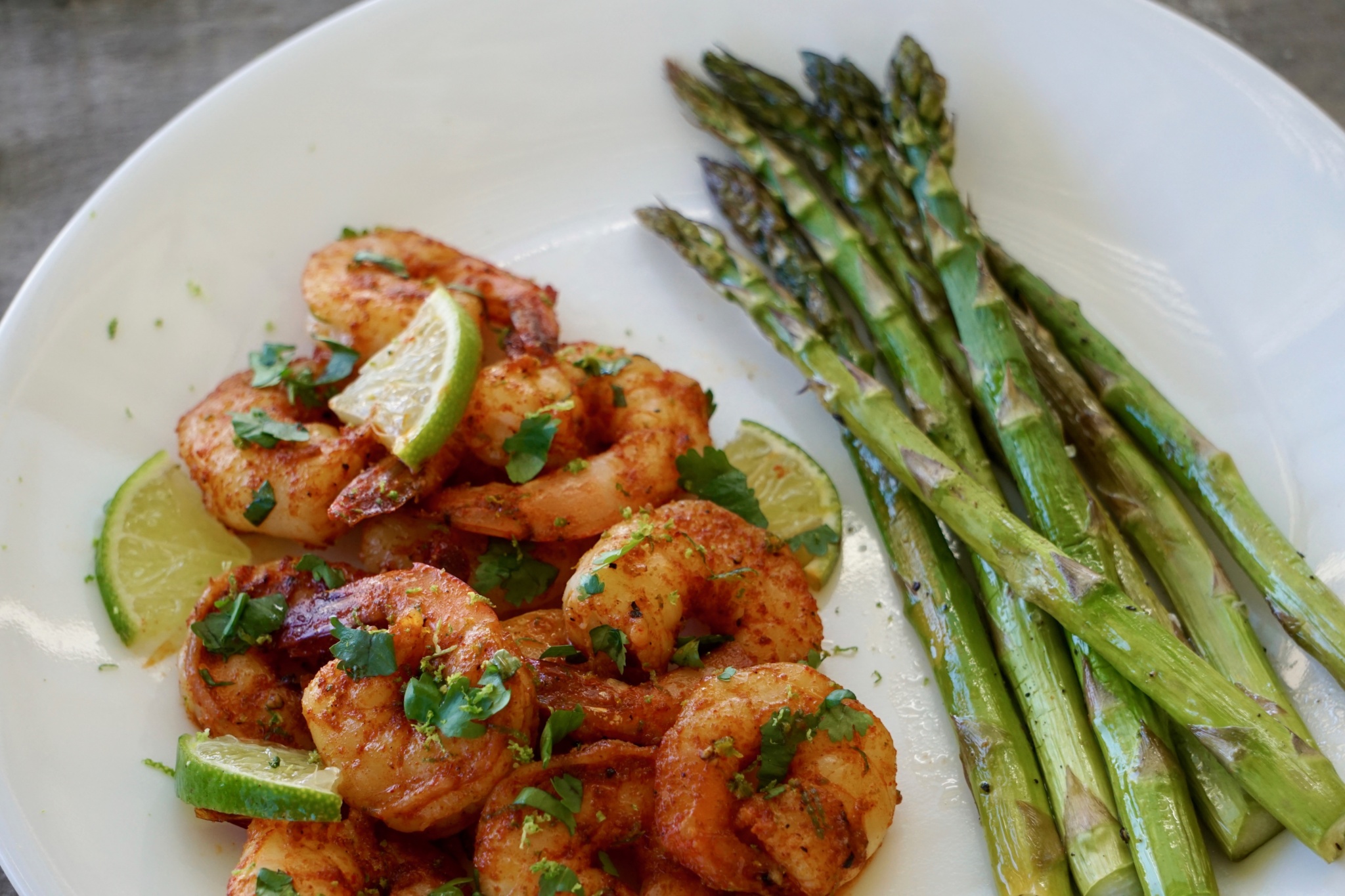 Chipotle Butter Shrimp and Lime Butter Asparagus