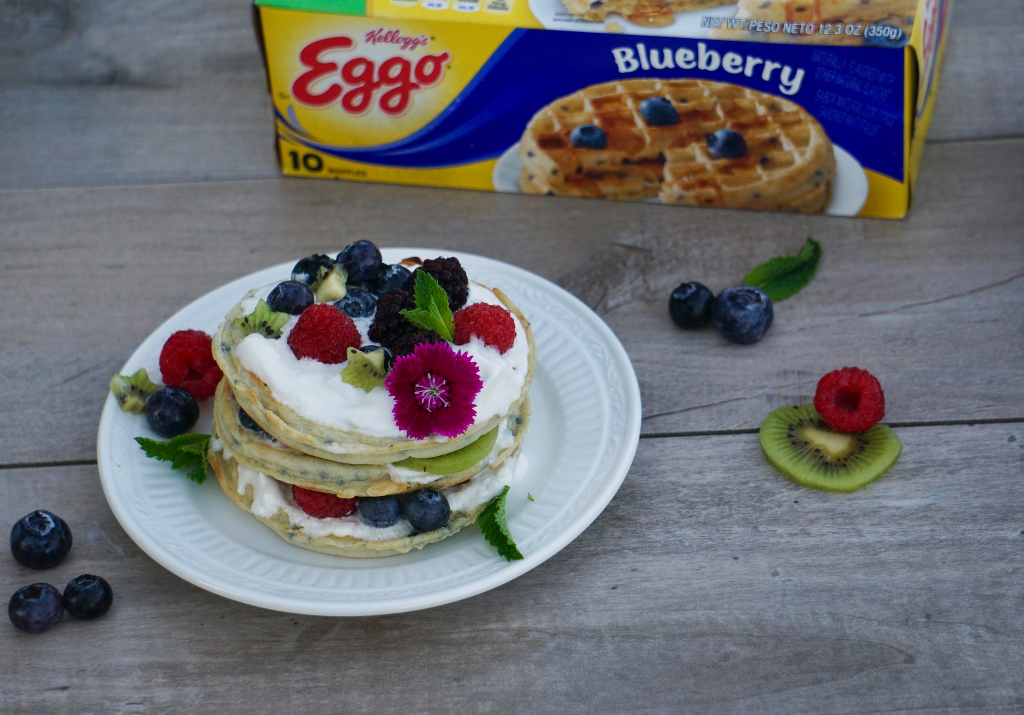 Berries and kiwi waffle cake with Spirit Riding Free printable cake banner