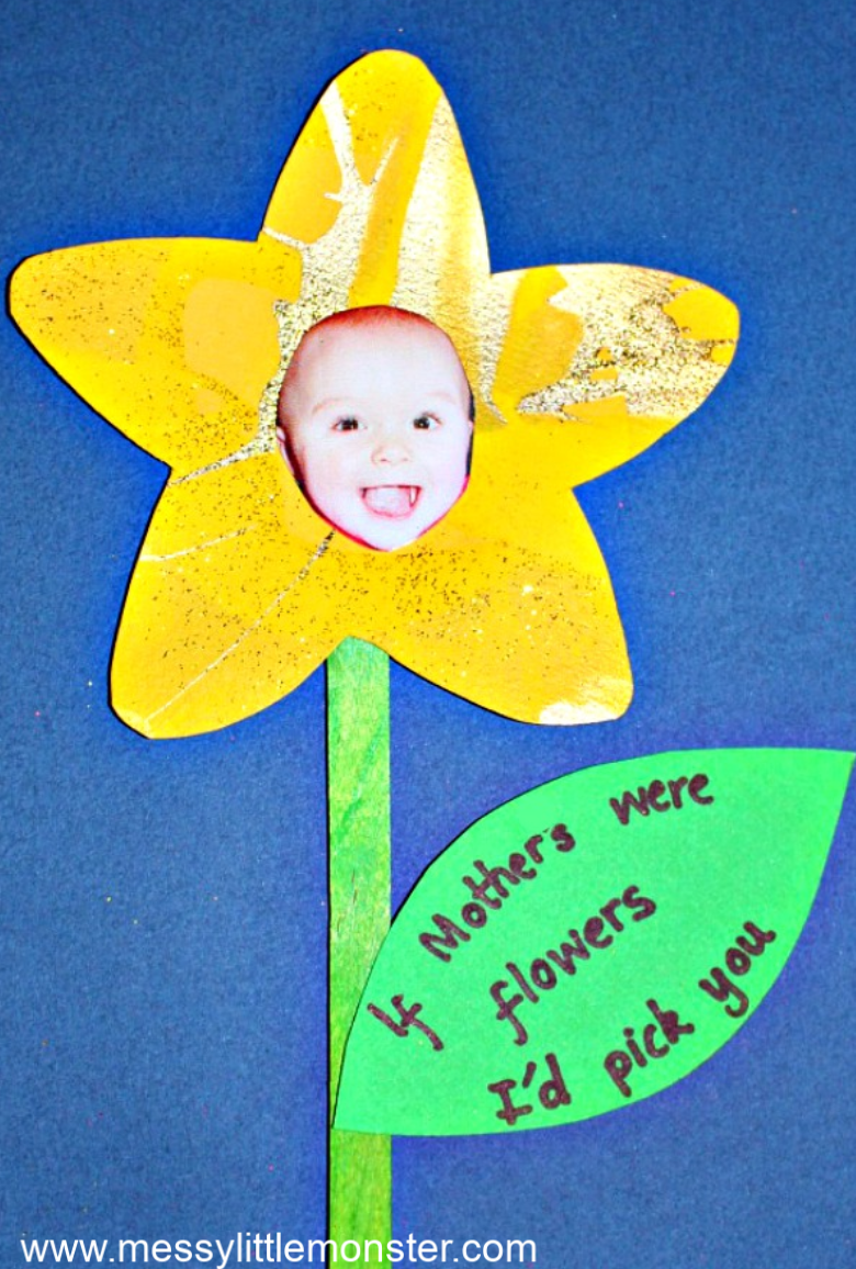 Daffodil Picture Frame Card and lots of other adorable and easy Mother's day craft for kids