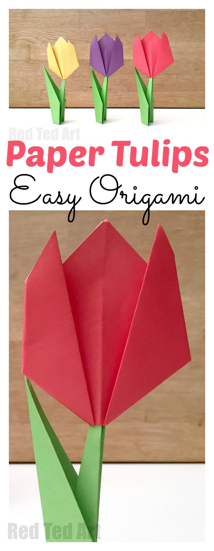 Easy Paper Tulip Origami and lots of other adorable and easy Mother's day craft for kids