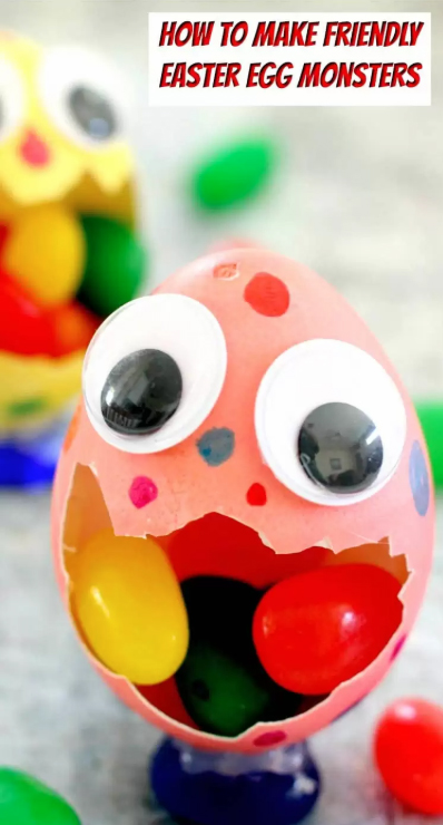Friendly Easter Egg Monsters and other fun and easy Easter crafts for kids