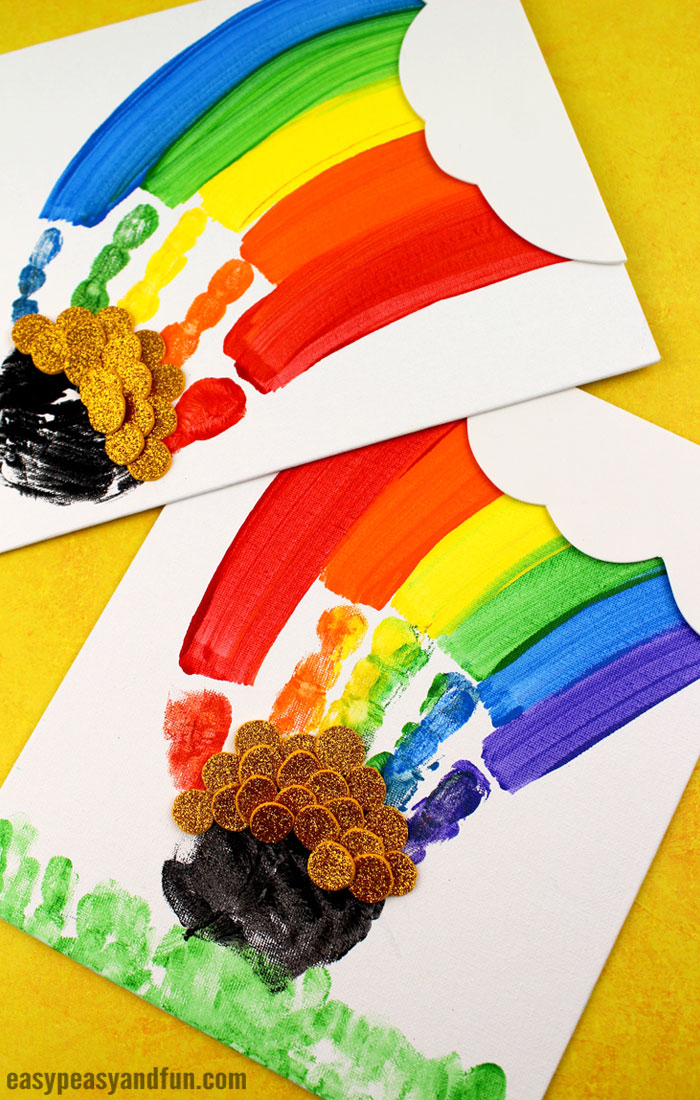 Handprint Rainbow Art St Patrick's Day craft for kids