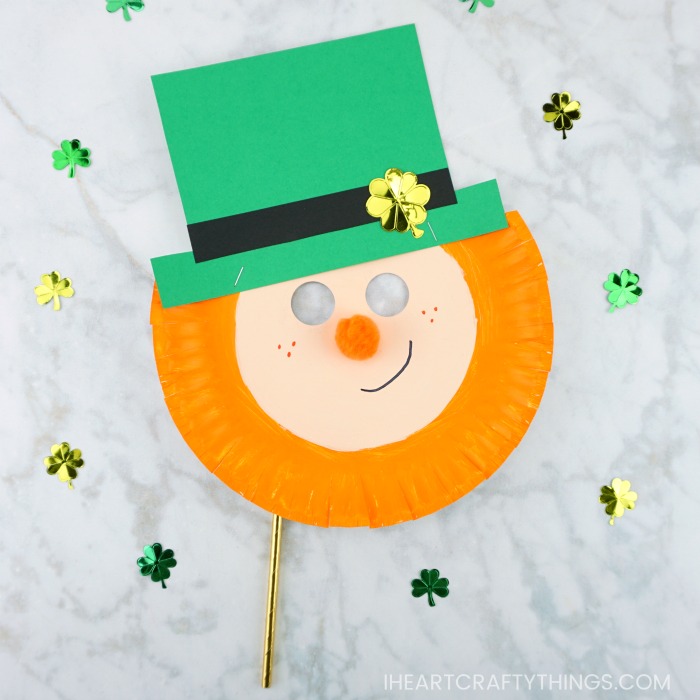 Paper Plate Leprechaun Mask St Patrick's Day craft for kids