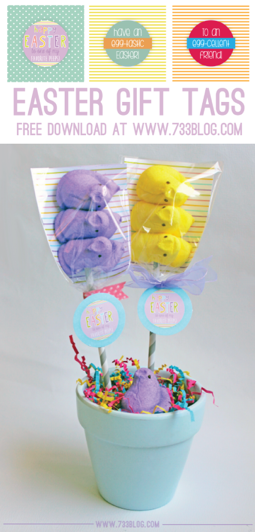 Peeps Pops Favor Tags and lots of great Easter party ideas for kids