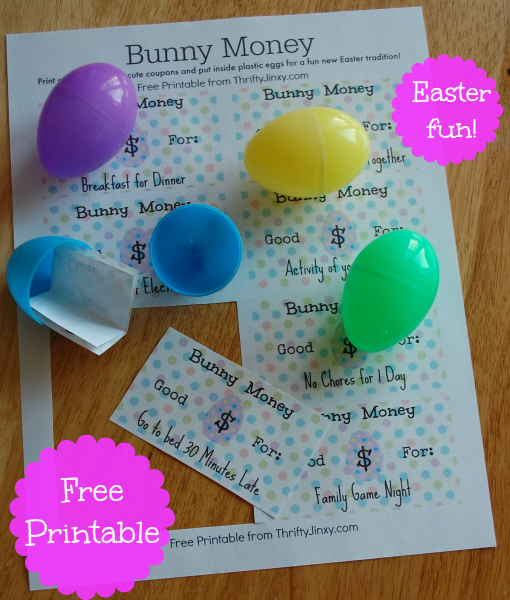 Printable Bunny Money and lots of fun Easter basket ideas for boys