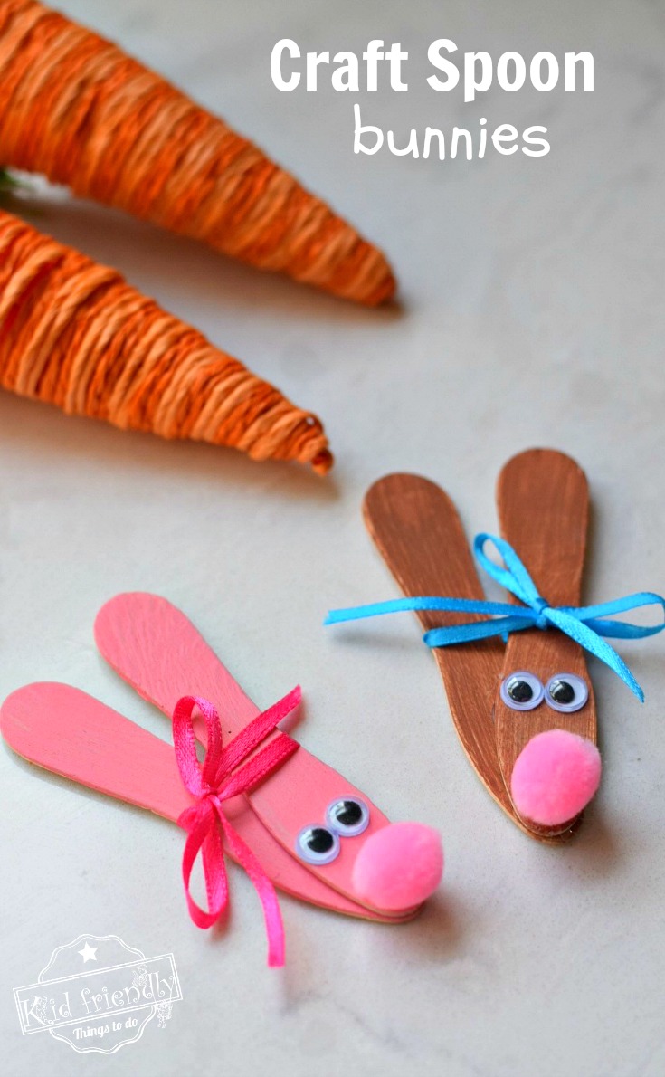 Wooden Spoon Bunnies and other fun and easy Easter crafts for kids