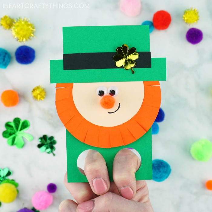 leprechaun finger puppets St Patrick's Day craft for kids