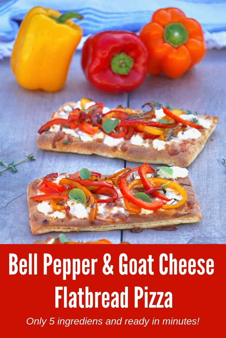 Bell pepper and goat cheese flatbread pizza