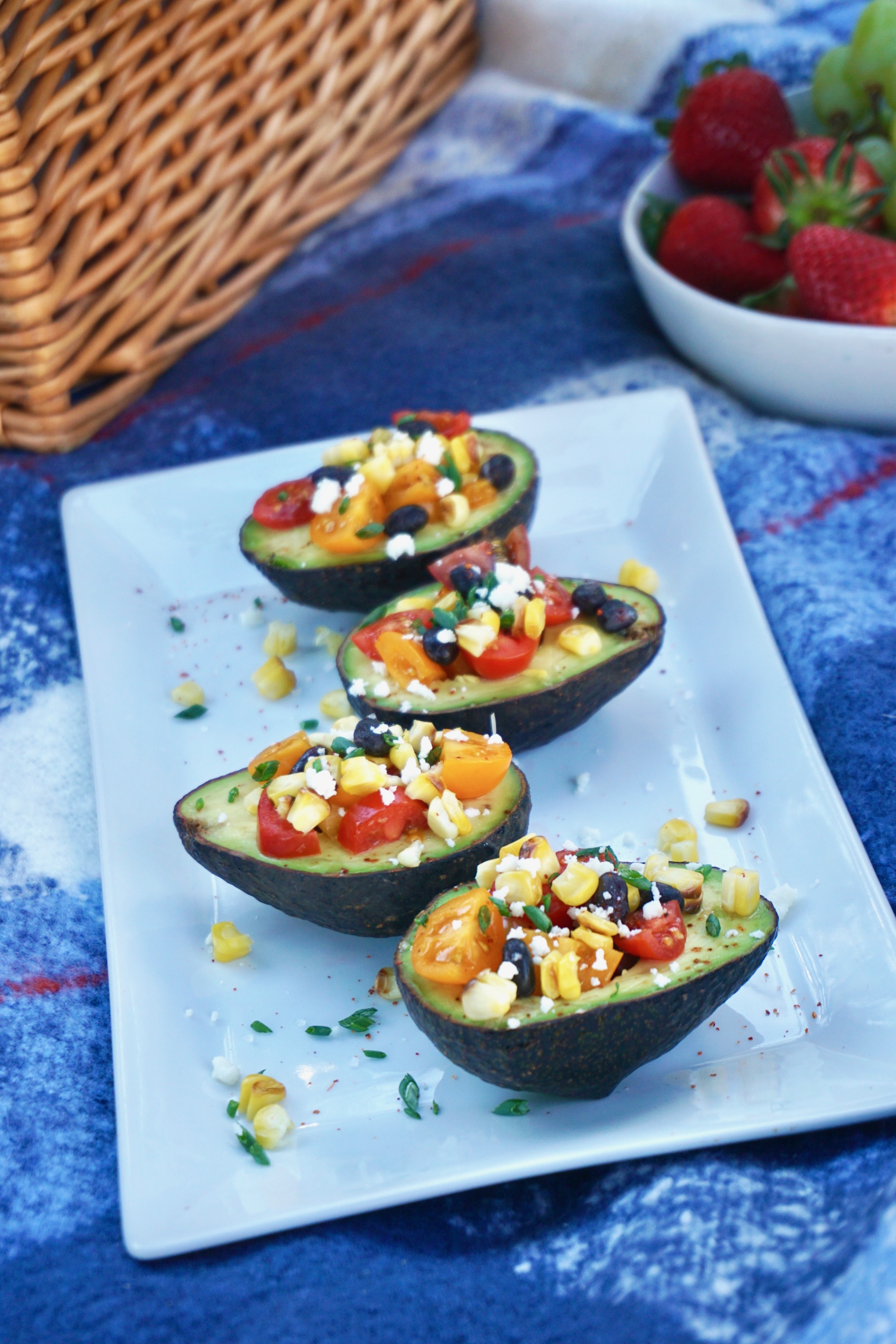 Southwest tomato salad stuffed avocados