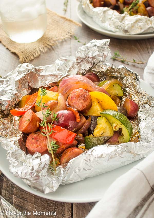 Sausage Pepper Potato Foil Packet and more simple and delicious camping recipes to make on the grill