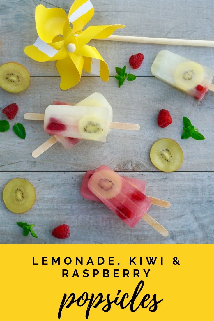 These raspberry lemonade and kiwi popsicles are the perfect summer snack. 