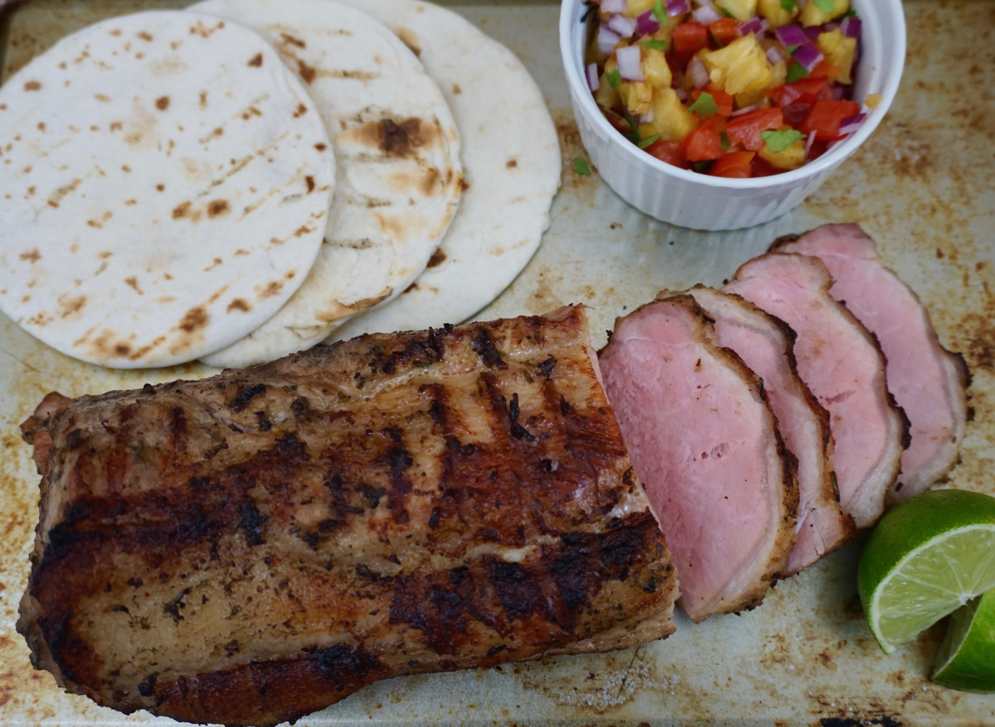 Easy Grilled Pork Loin Tacos With Grilled Pineapple Salsa