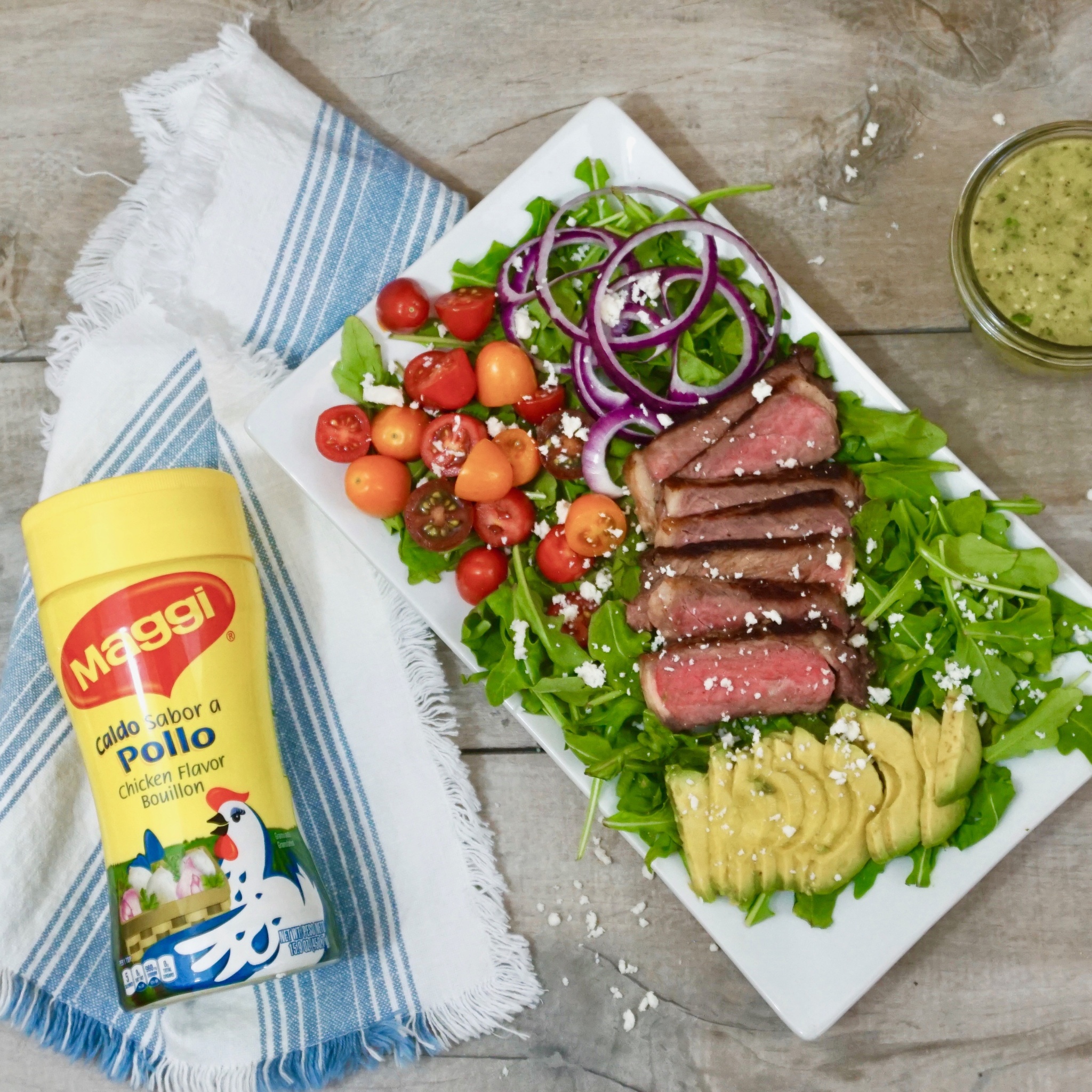 Carne Asada Grilled Steak Salad with Grilled Tomatillo Dressing