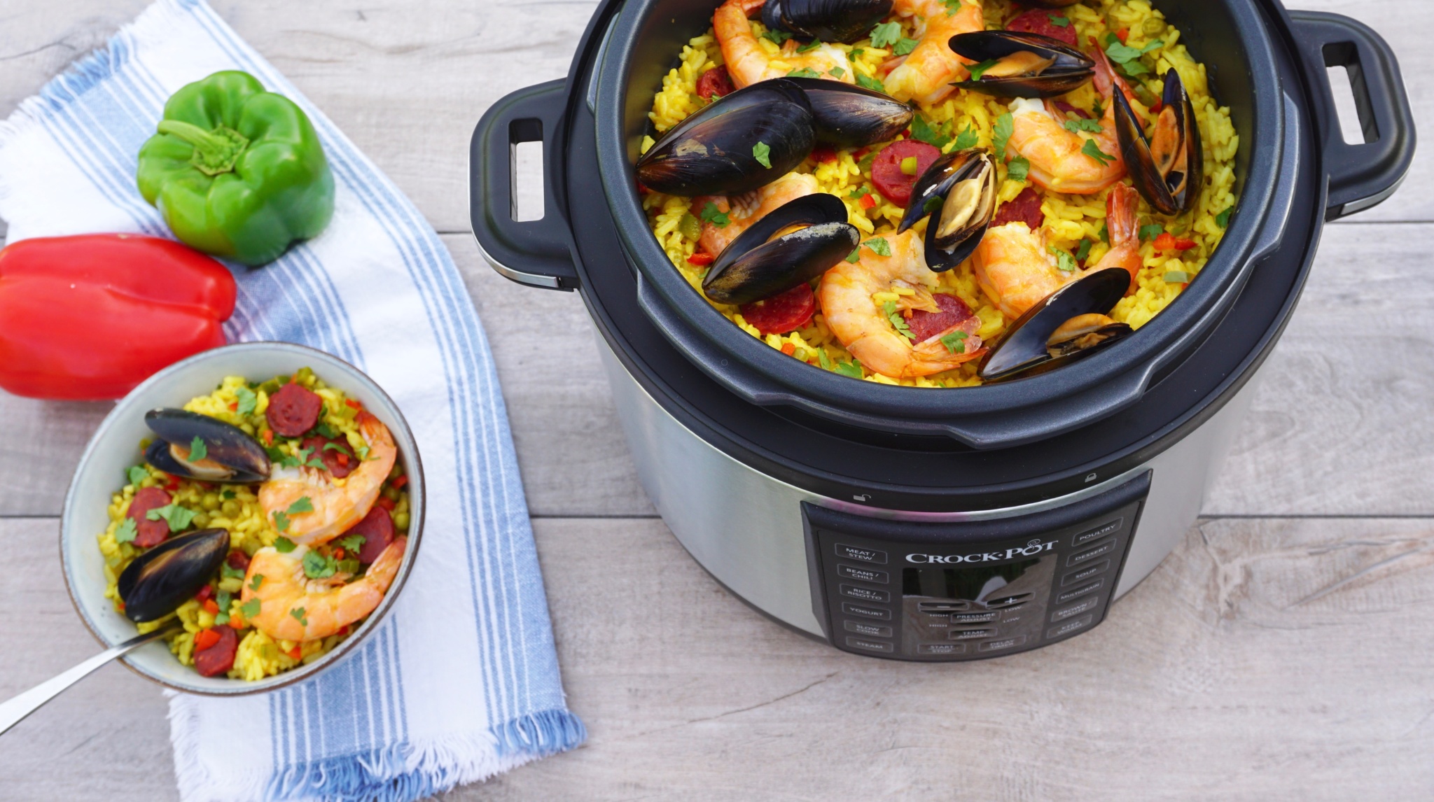 Express Pressure Cooker Seafood Paella