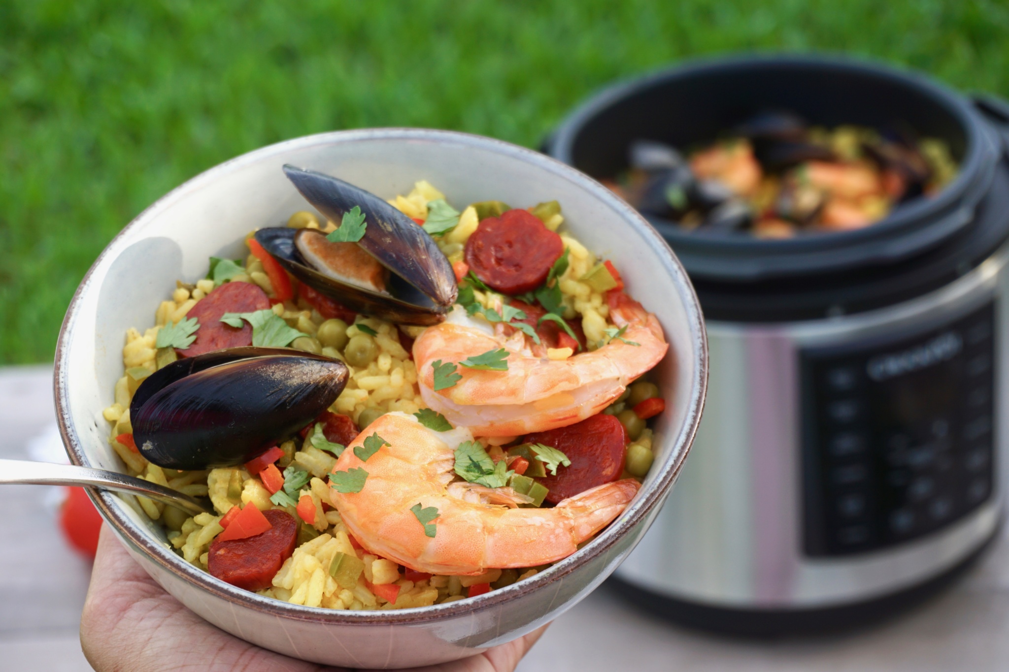 Express Pressure Cooker Seafood Paella