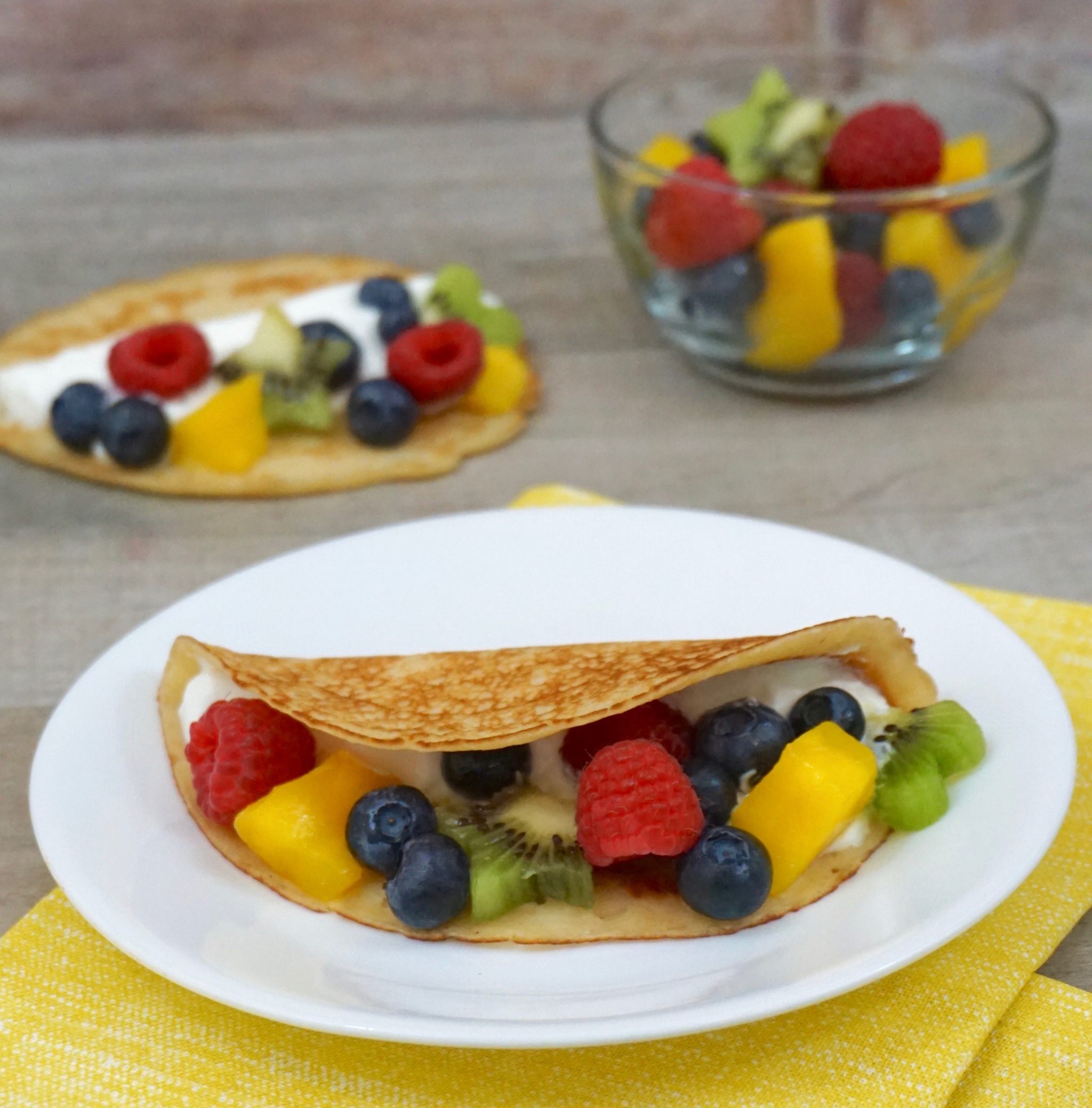 Yogurt and Fruit Pancake Tacos