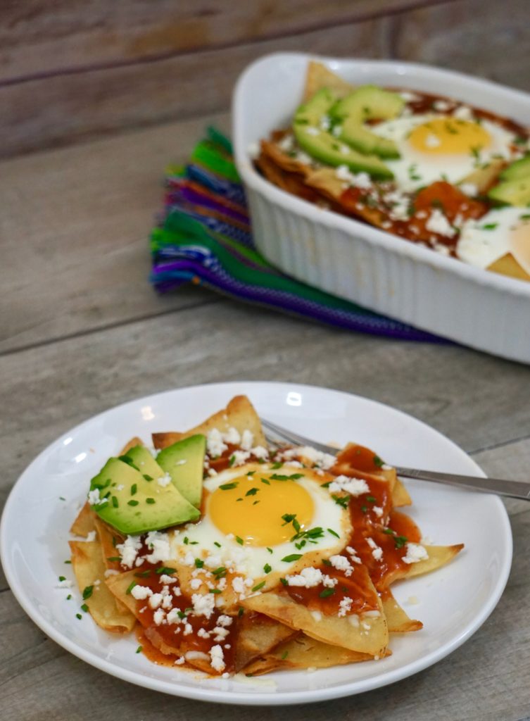 Red chilaquiles brunch casserole