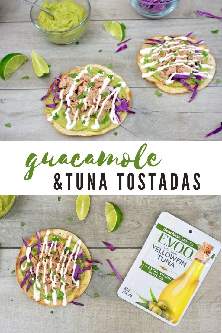 Guacamole and tuna tostadas