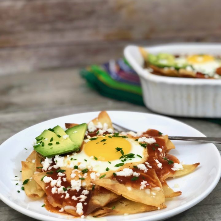 Red chilaquiles brunch casserole