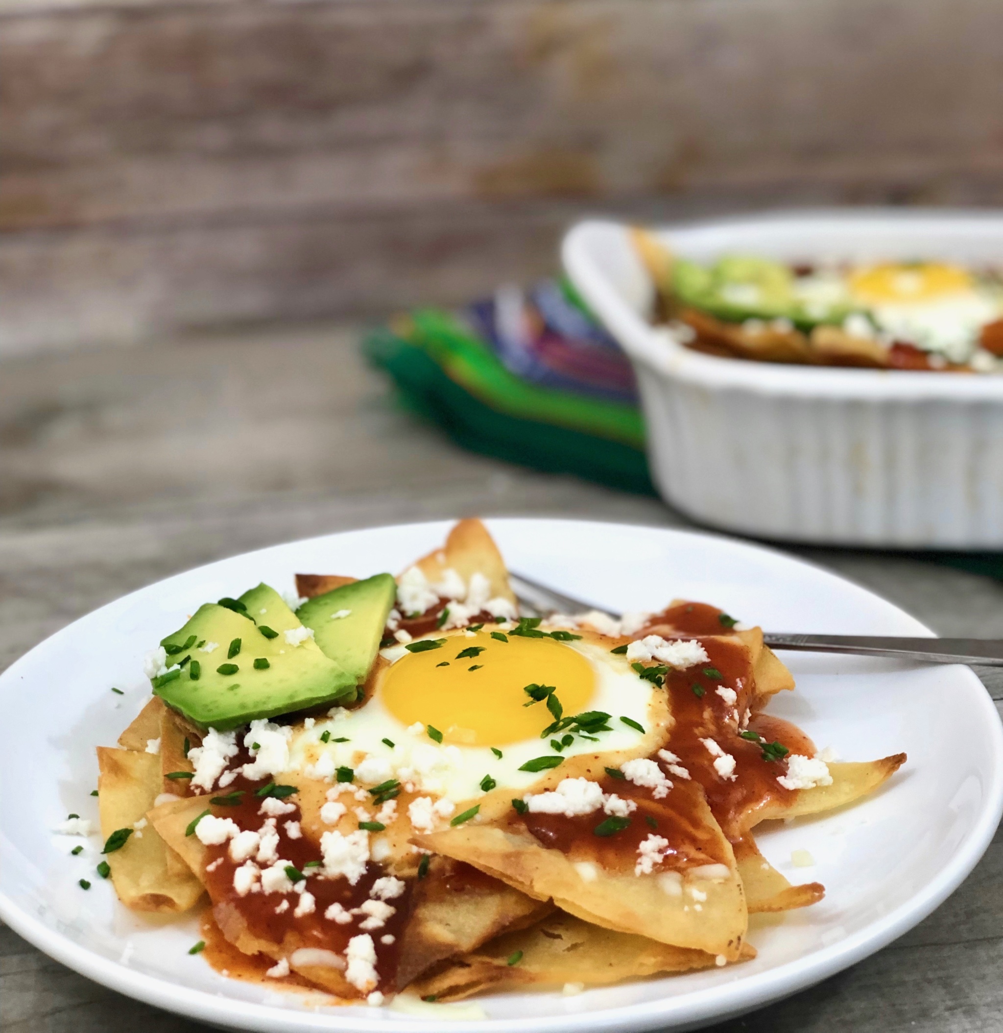 Red chilaquiles brunch casserole