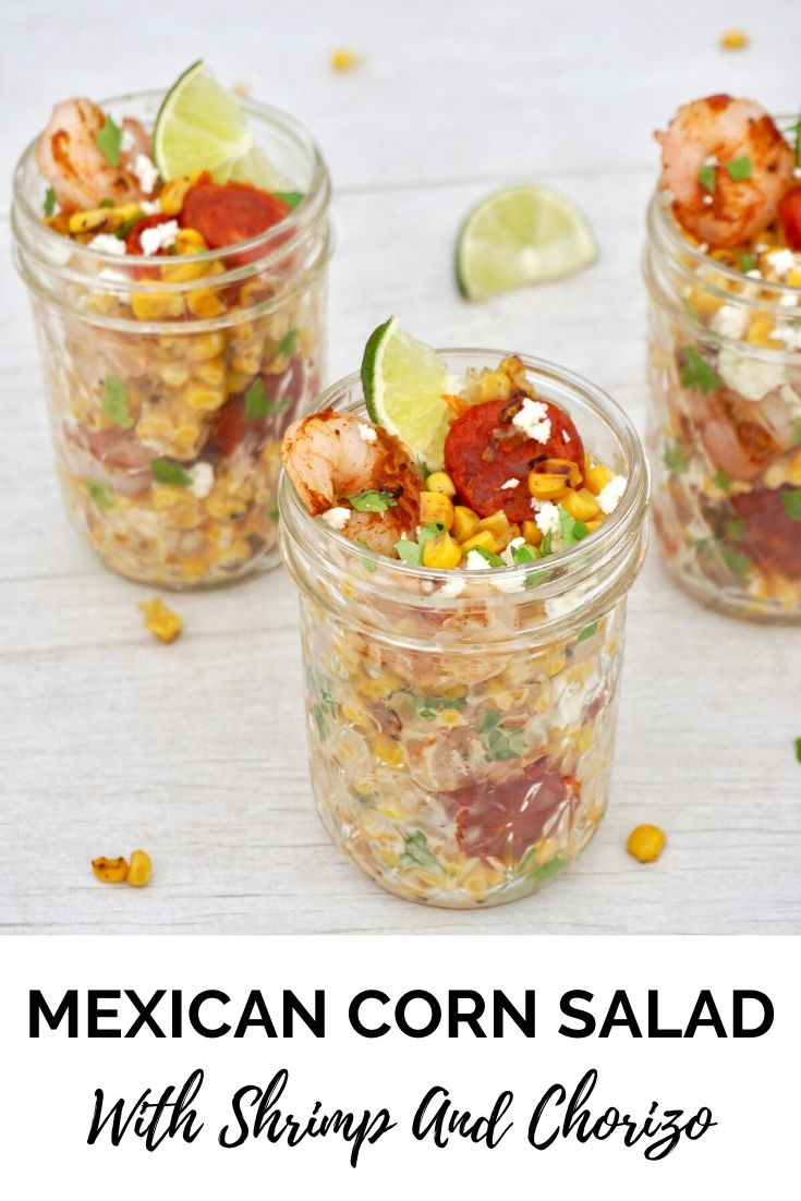 Charred Mexican Corn Salad with Shrimp and Chorizo recipe. This esquites recipe is next level!