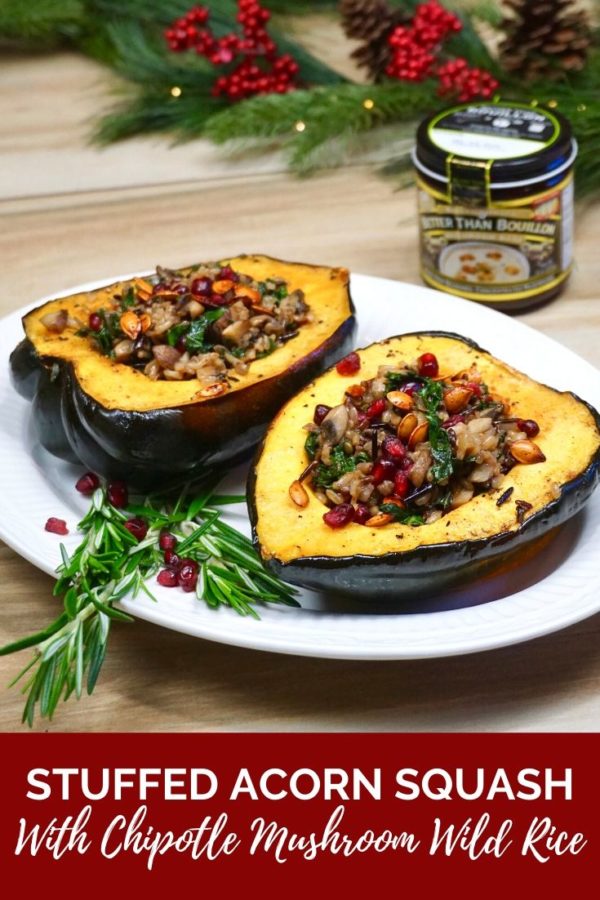 Stuffed Acorn Squash with Chipotle Mushroom Wild Rice (Vegetarian)