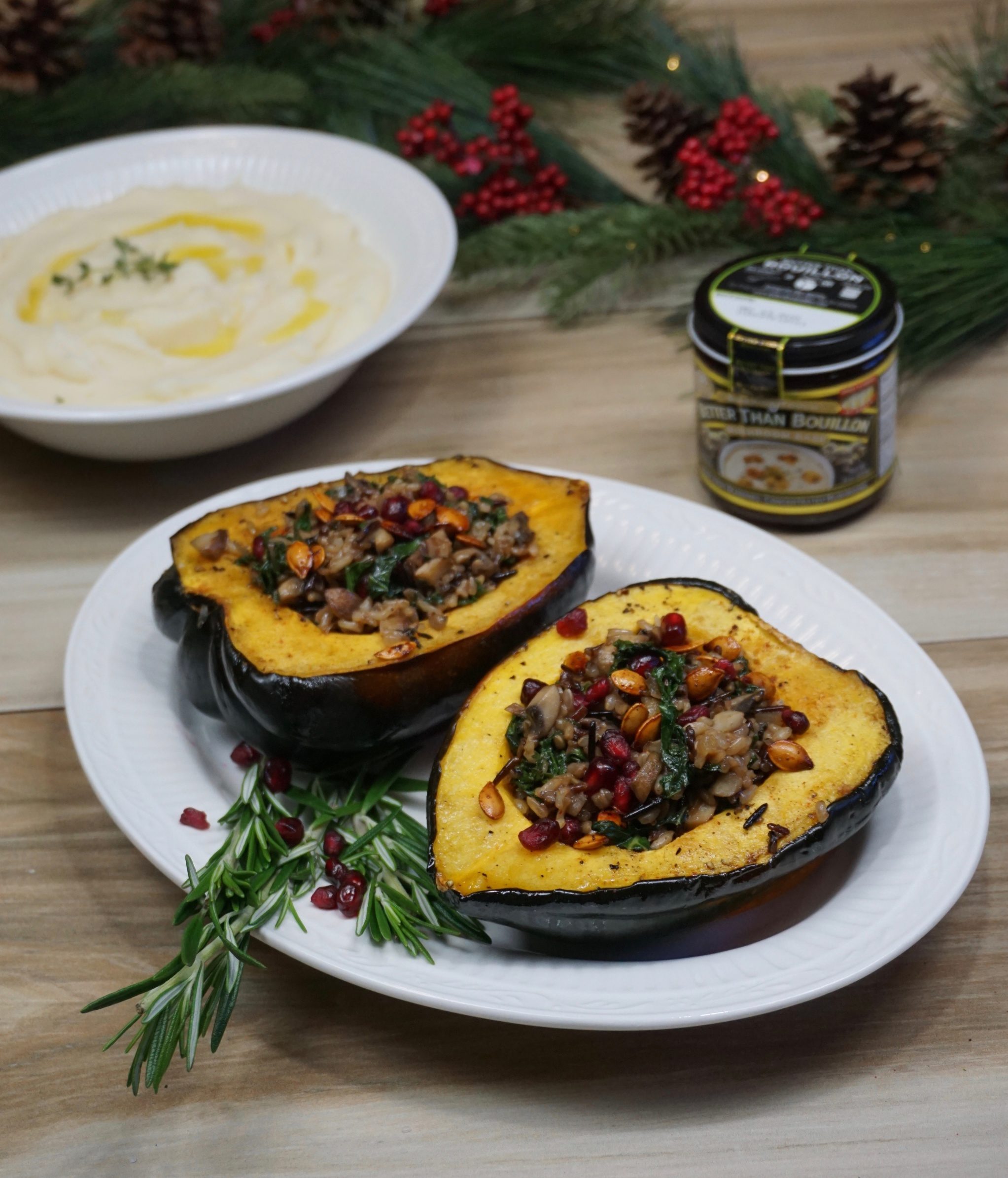 Stuffed Acorn Squash with Chipotle Mushroom Wild Rice