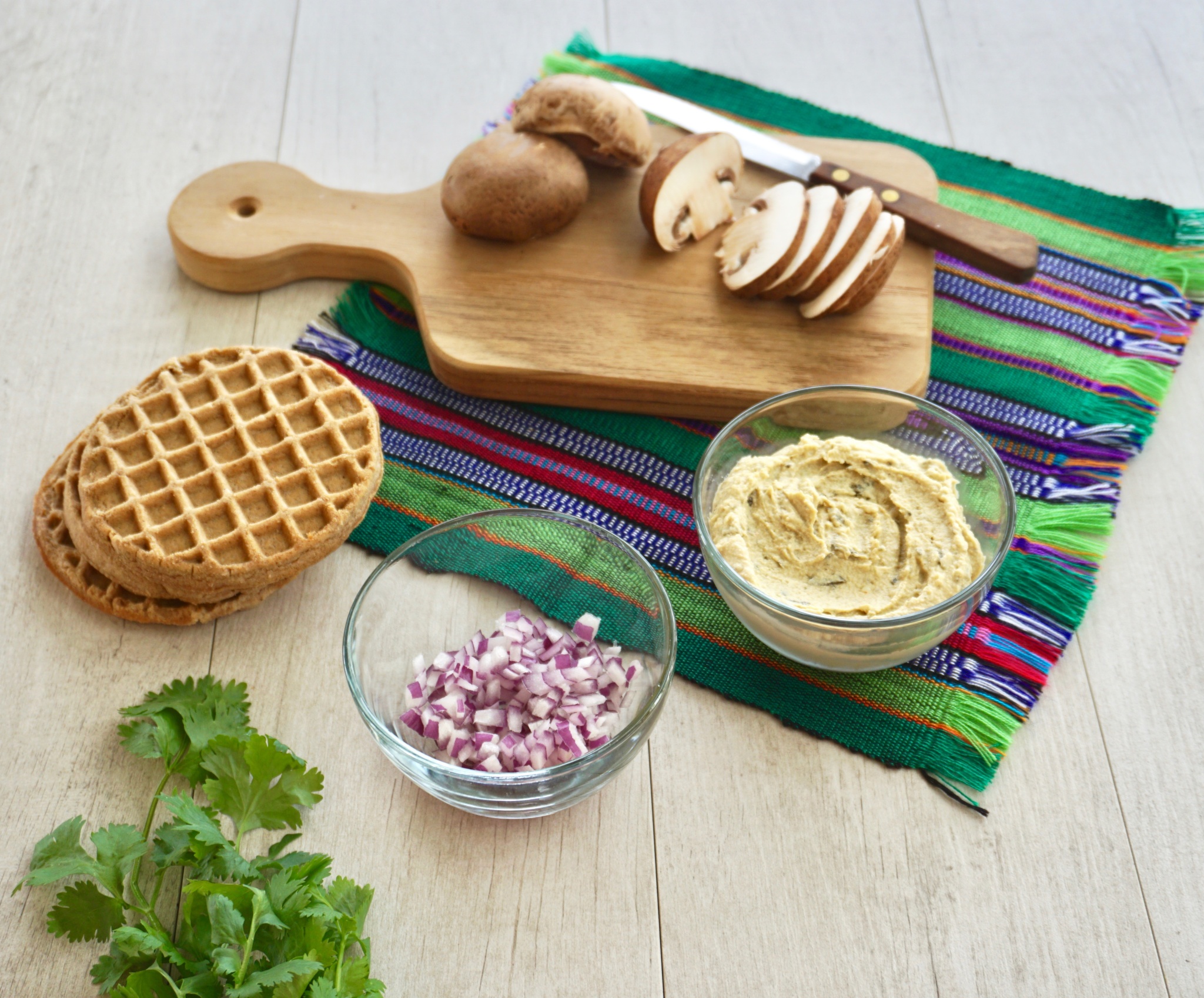 Waffle Hummus Toast with Chipotle Mushrooms 