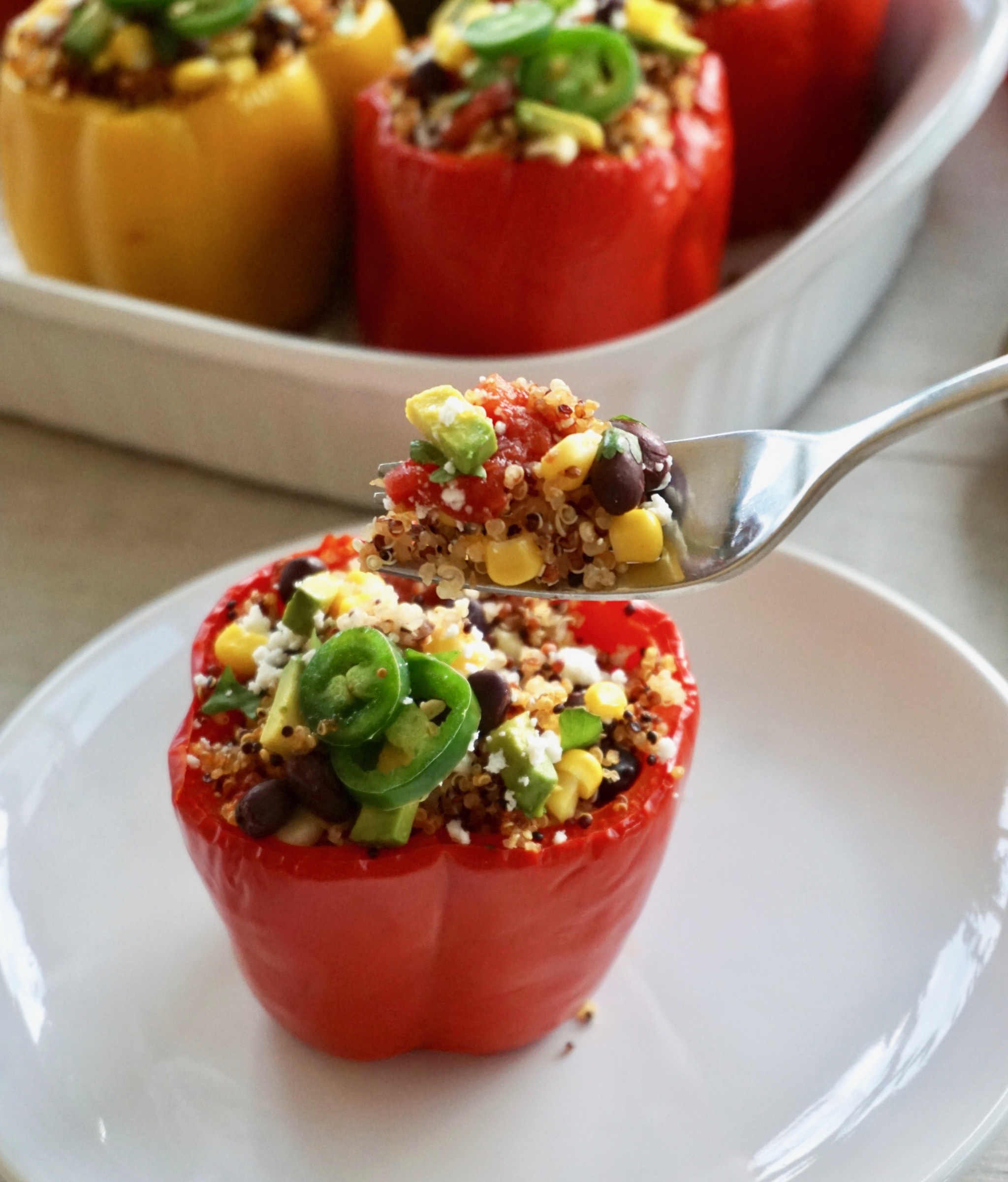 Spicy Mexican Quinoa Stuffed Peppers