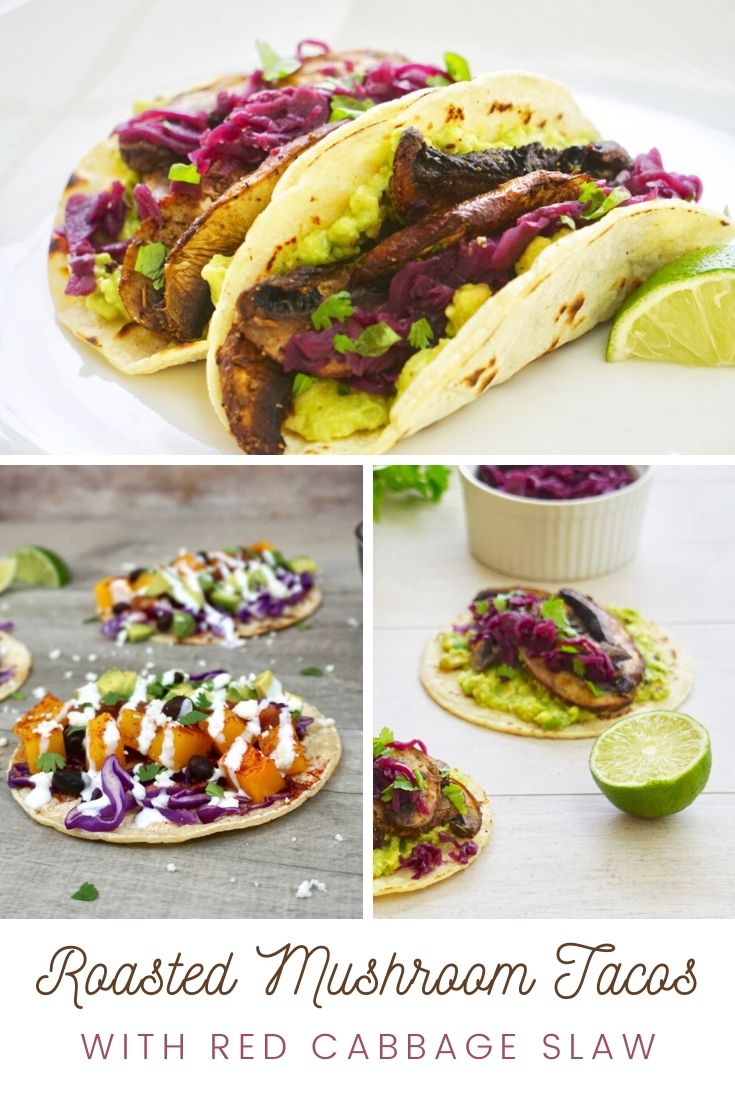 Roasted Mushroom Tacos with Red Cabbage Slaw