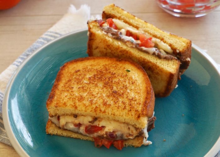 Molletes grilled cheese sandwich