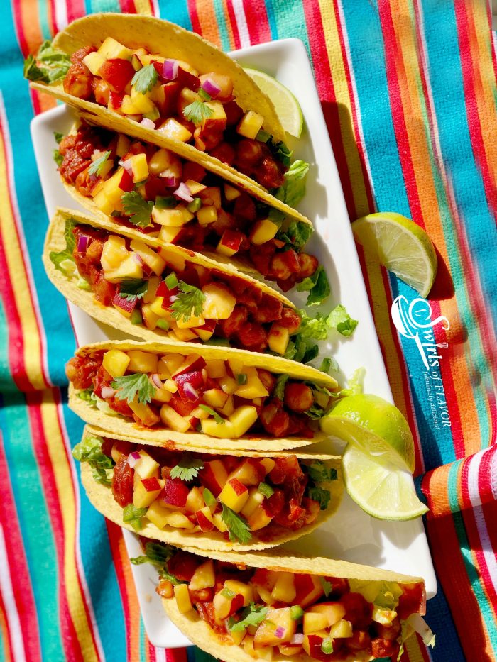 Vegan Chickpea Tacos with Peach Salsa