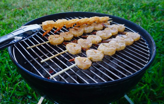 Grilling shrimp