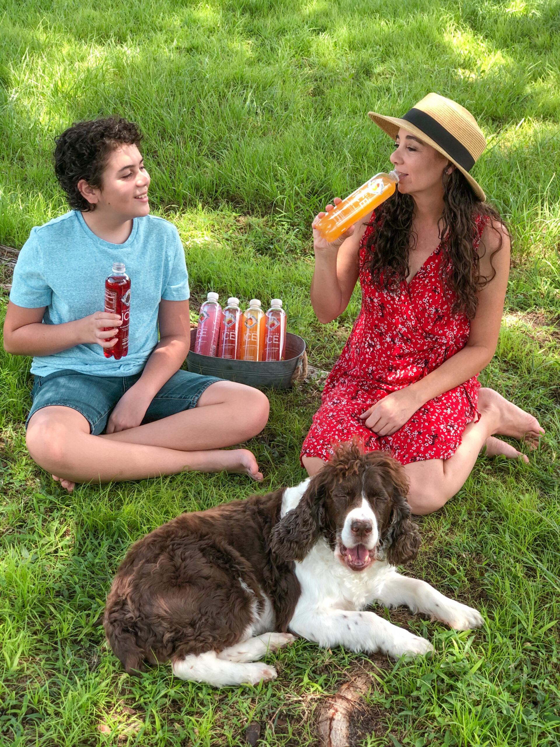 Drinking Sparkling Ice outdoors