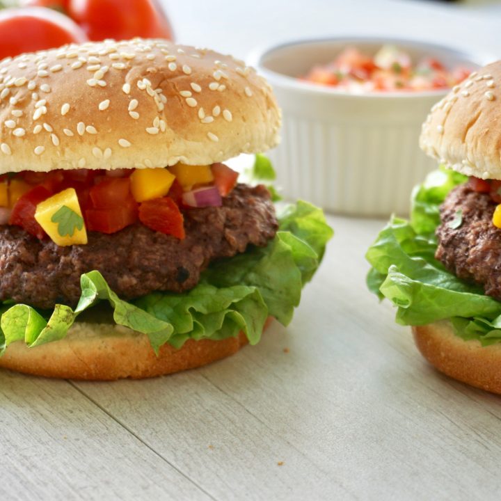Grilled Burger With Mango Salsa
