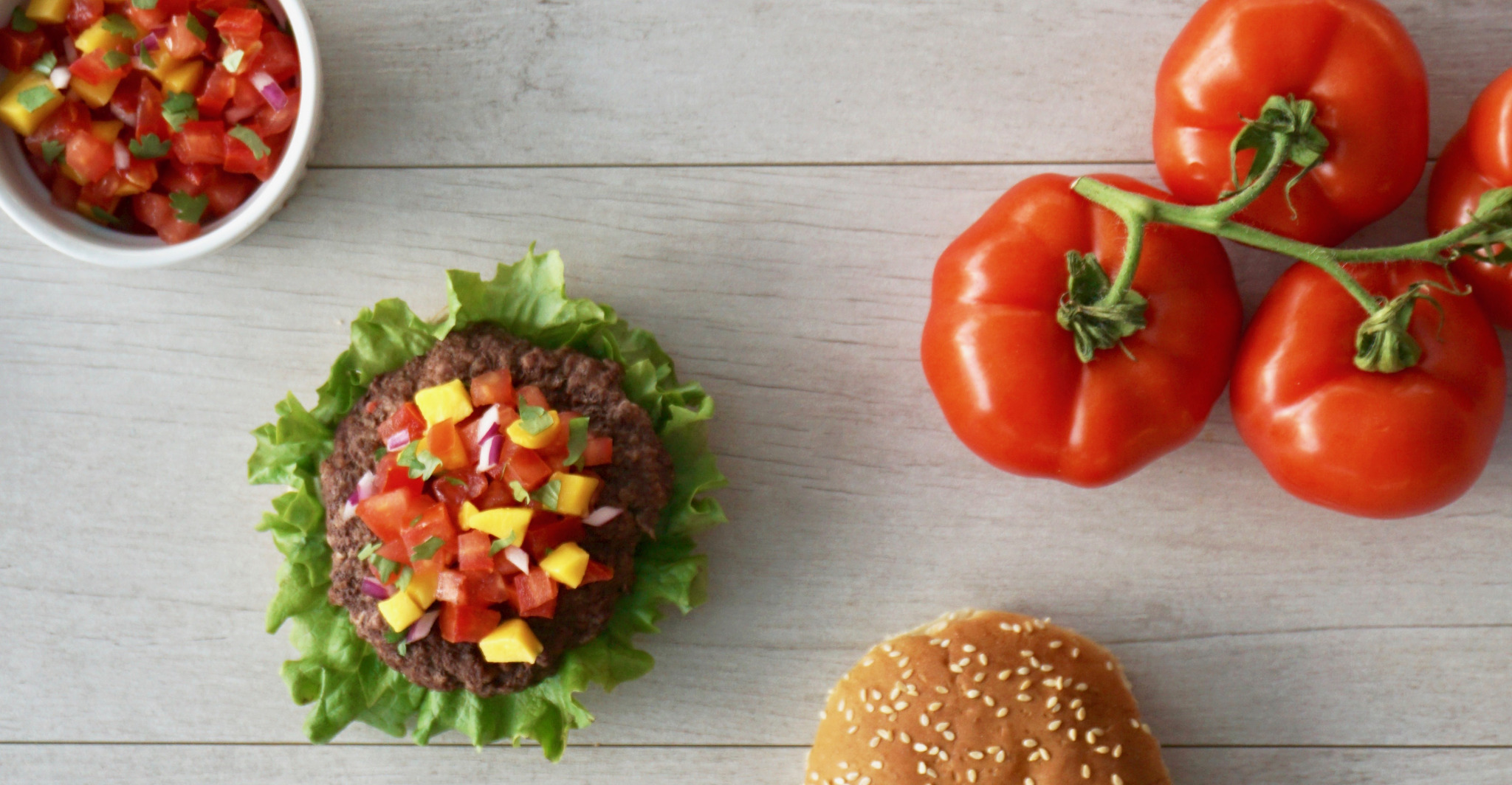 Grilled Burger With Mango Salsa