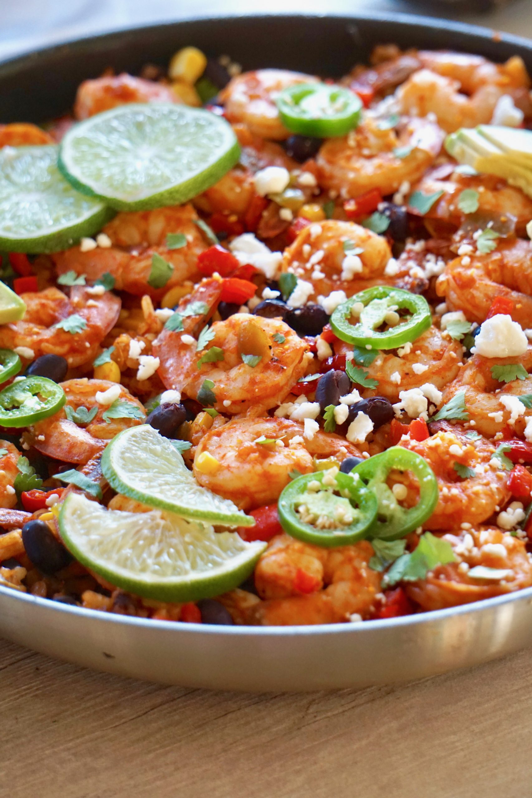 Mexican shrimp and rice skillet 