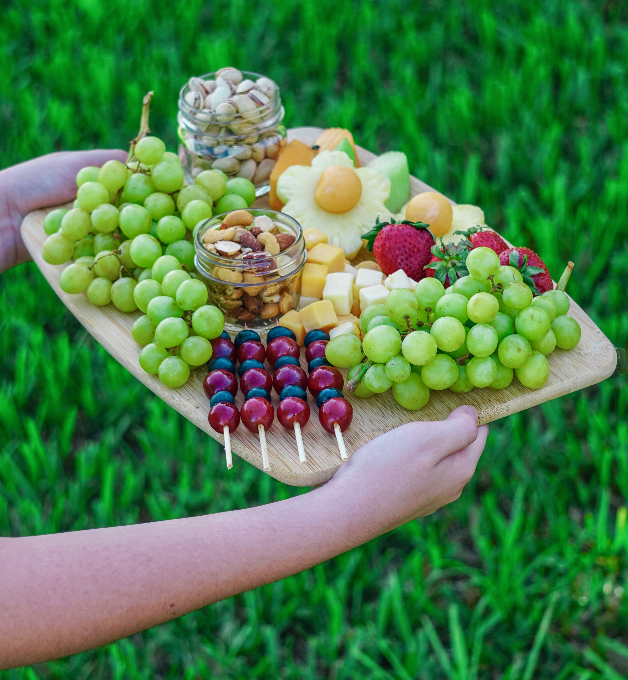 fruit and cheese board for picnics