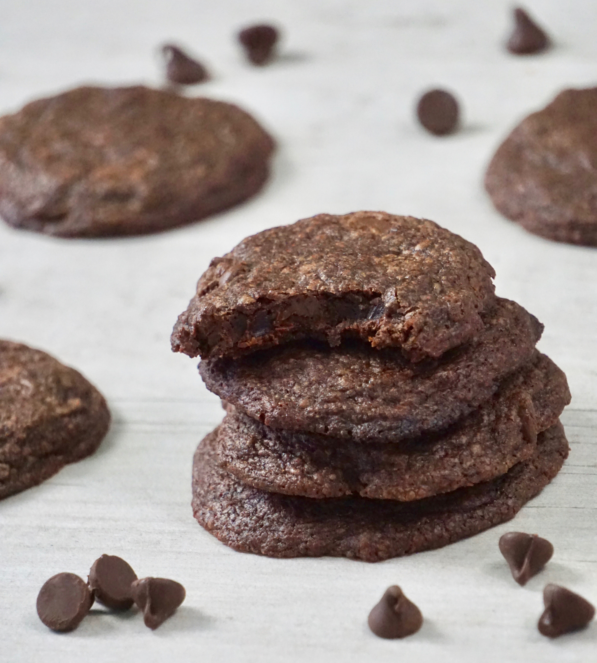 double chocolate cookies made with brownie mix