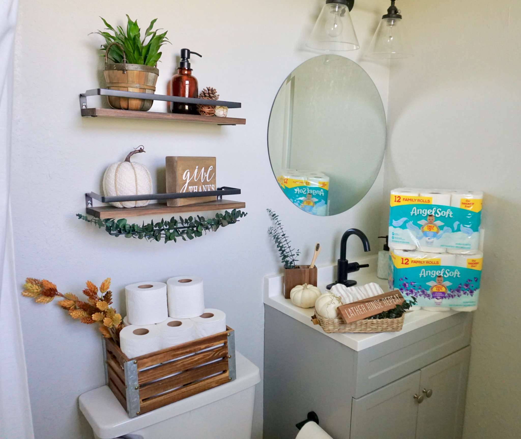 fall bathroom decor and organization ideas