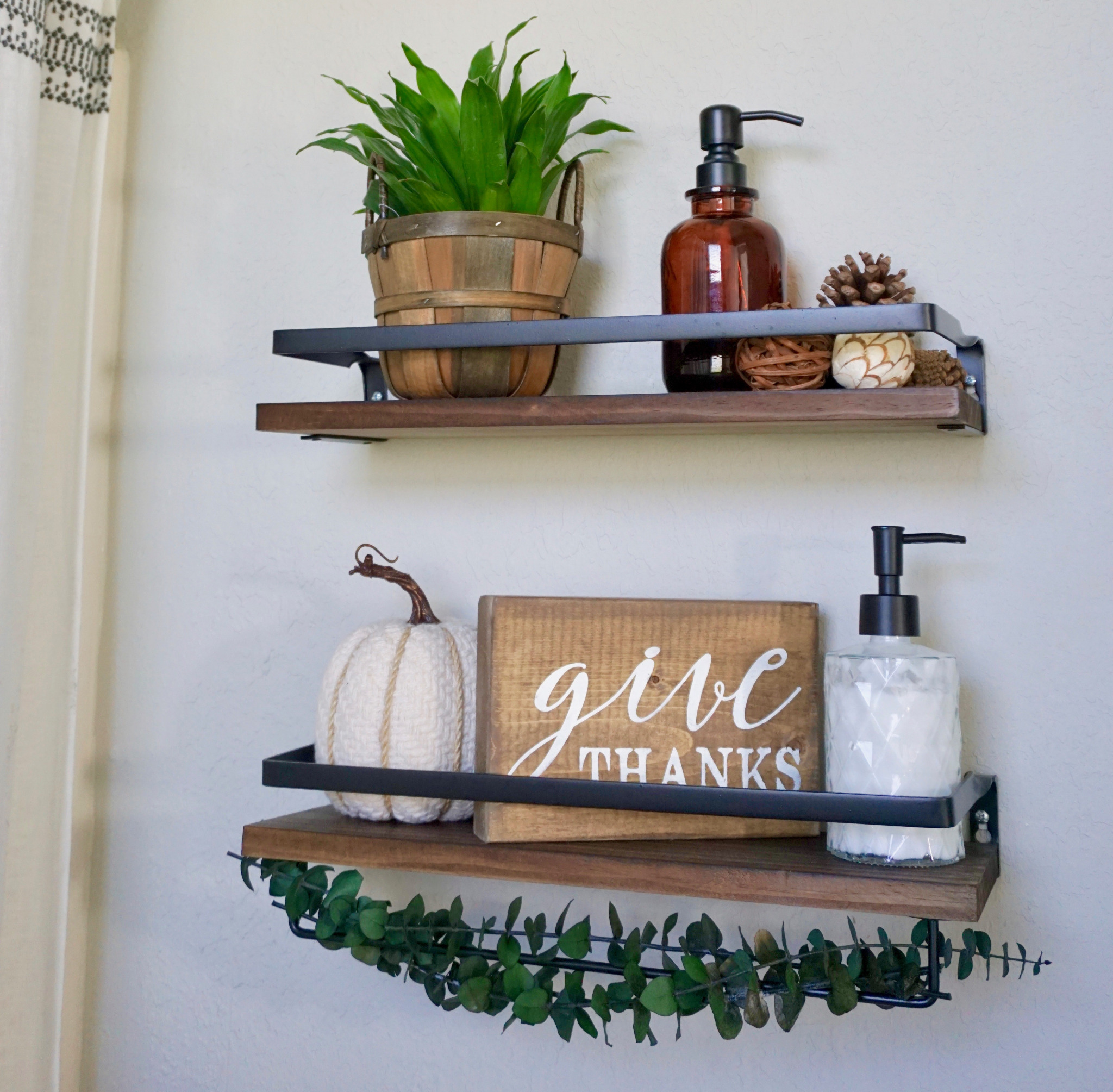 bathroom shelves fall decor ideas