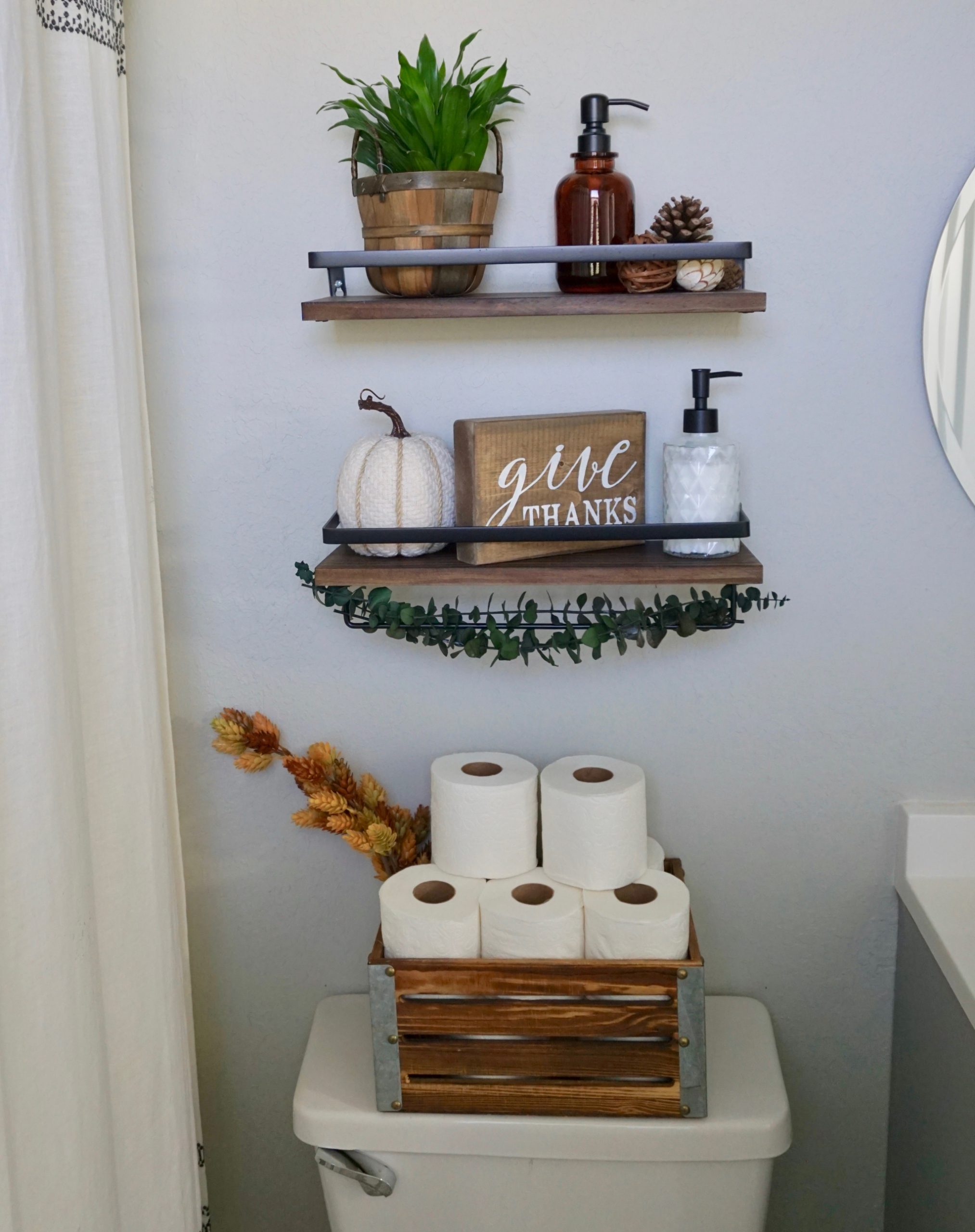 bathroom shelves fall decor ideas