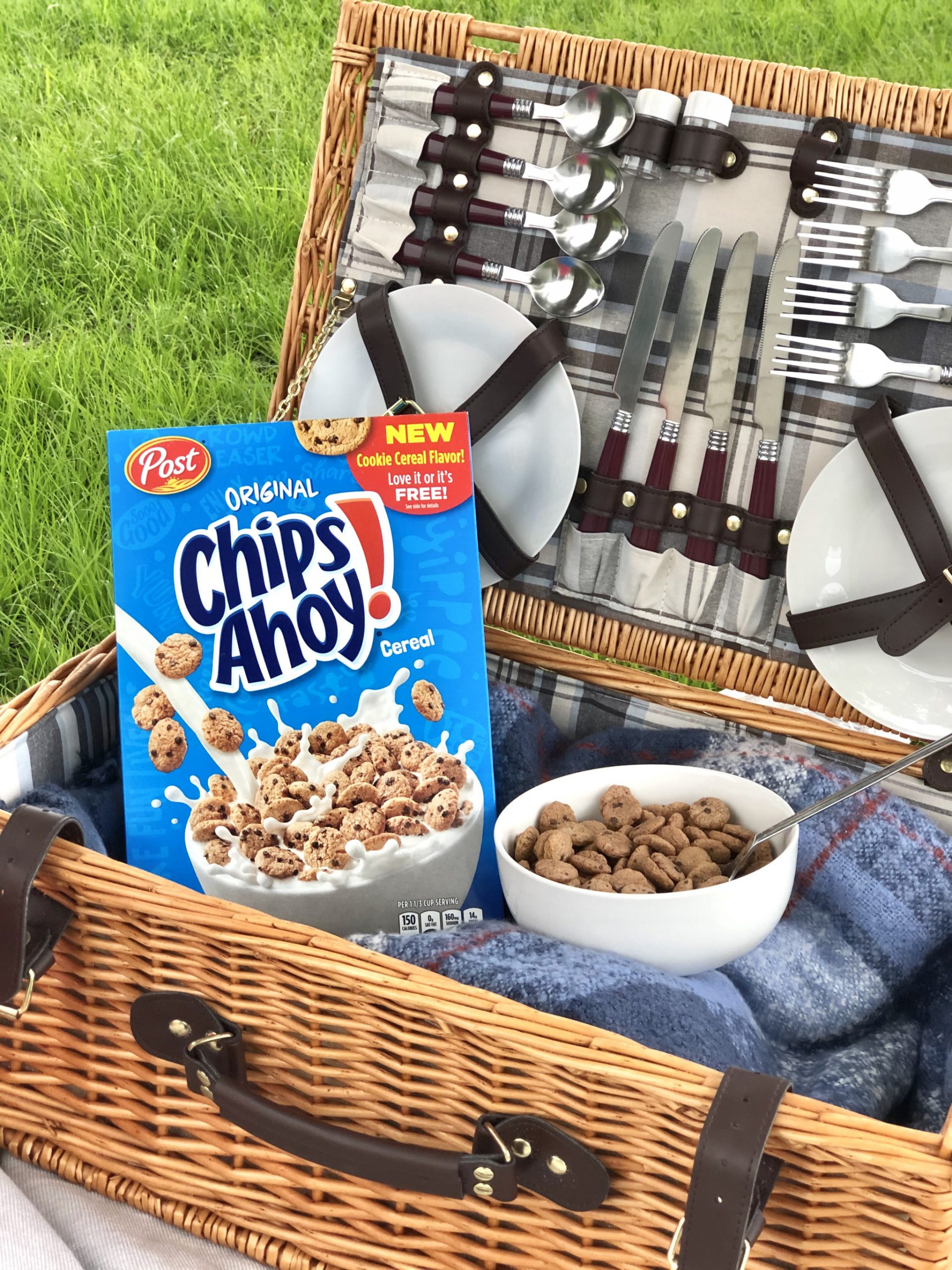 Cereal breakfast picnic with Chips! Ahoy